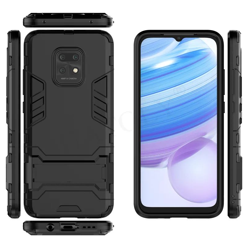 for xiaomi redmi 10x pro case redmi note 9 10 lite robot holder stand shockproof bumper armor phone back cover case redmi 10x 5g free global shipping