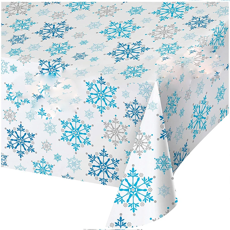 

Cold Winter Snowflake Birthday Party Tablecloth Ice Snow Theme Decor Merry Christmas Decor For Home Kids Favor Snowflake Decor