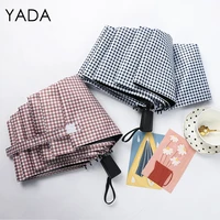 yada fashion british style lattice umbrellas rain uv 3 folding umbrella for women windproof designer umbrellas female ys200253