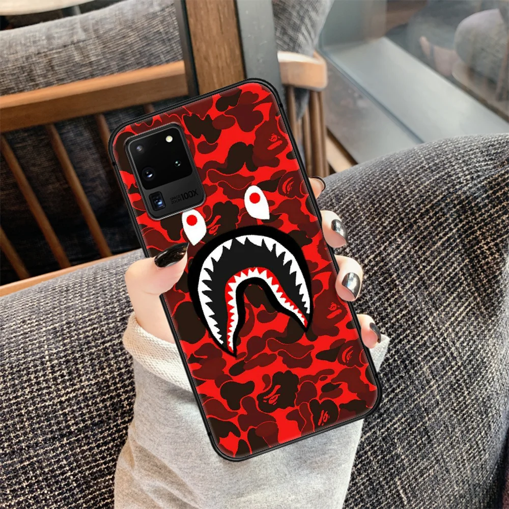

Bape Fashion Shark Trend Brand Phone Case Cover Hull For Samsung Galaxy S 7 8 9 10 e 20 FE edge uitra plus Note 9 10 20 black