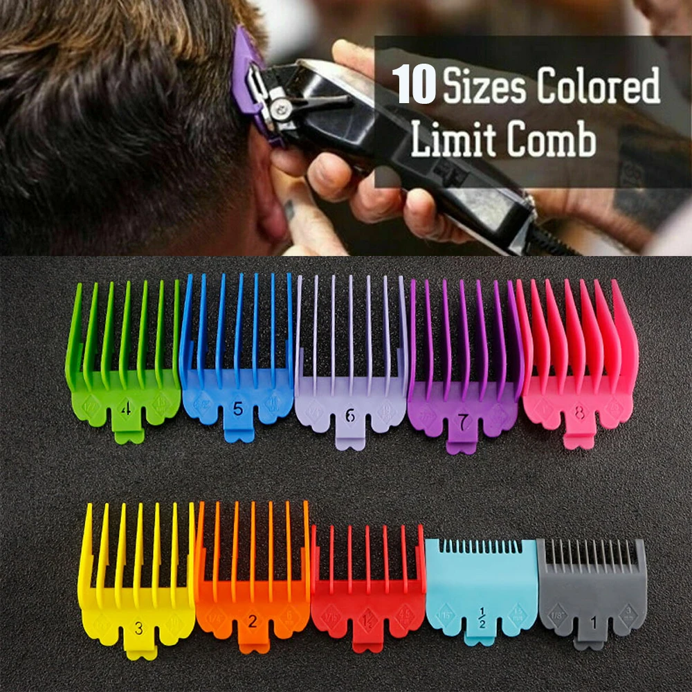 

10Pcs Hair Clipper Limit Comb Guide Limit Comb Trimmer Guards Attachment 3-25mm Universal Professional Hair Trimmers Colorful