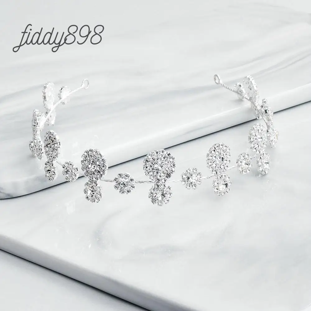 Простой стиль невесты со стразами свадебное украшение на голову женщин