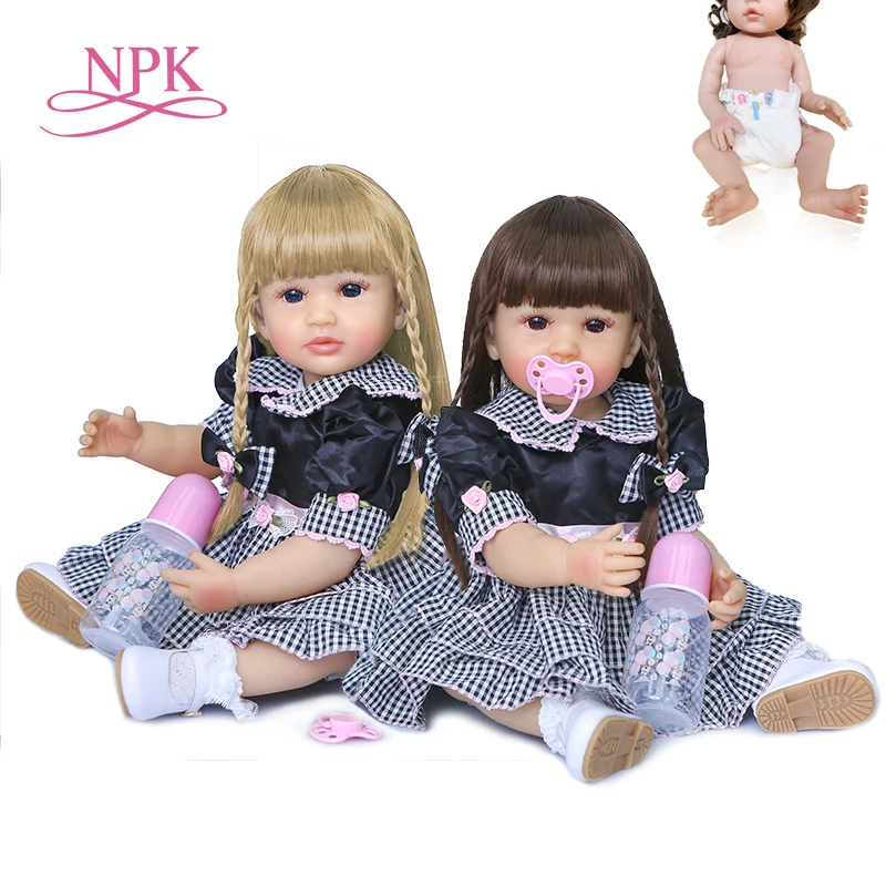 NPK 55 см два цвета волос оригинальный дизайн reborn baby girl мягкая силиконовая кукла для