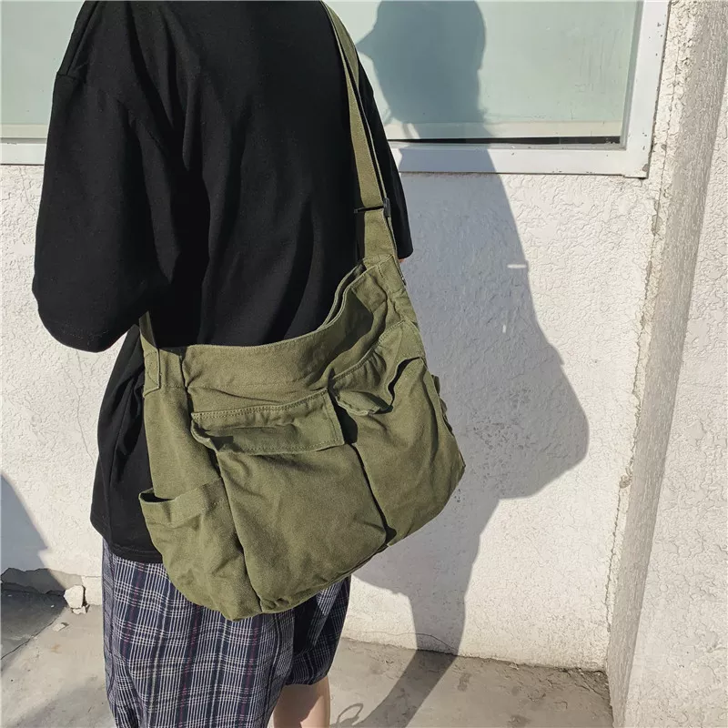 여성 학교 메신저 가방 어깨 숙녀 디자이너 핸드백 단색 대용량 캐주얼 캔버스 숄더 여성 가방