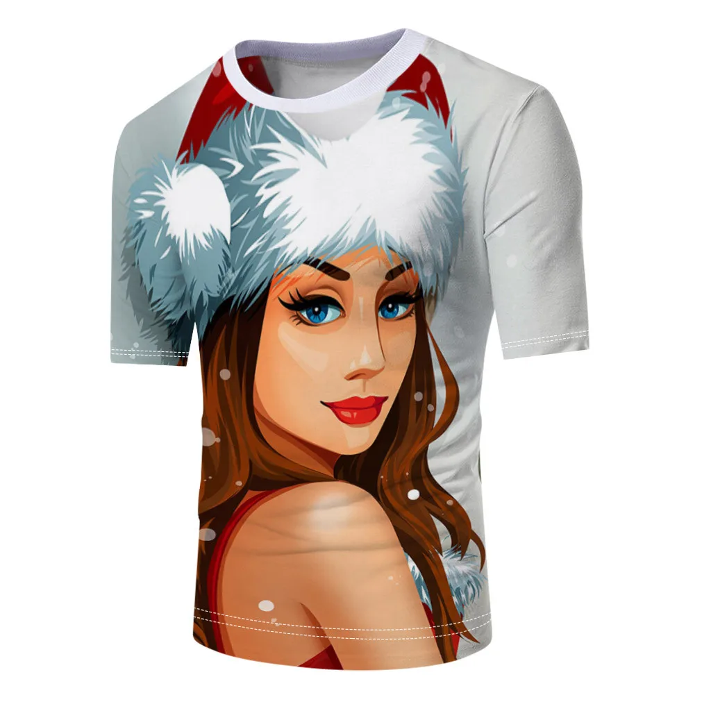 Футболка с мультяшным рисунком Рождественская футболка Мужская сексуальная