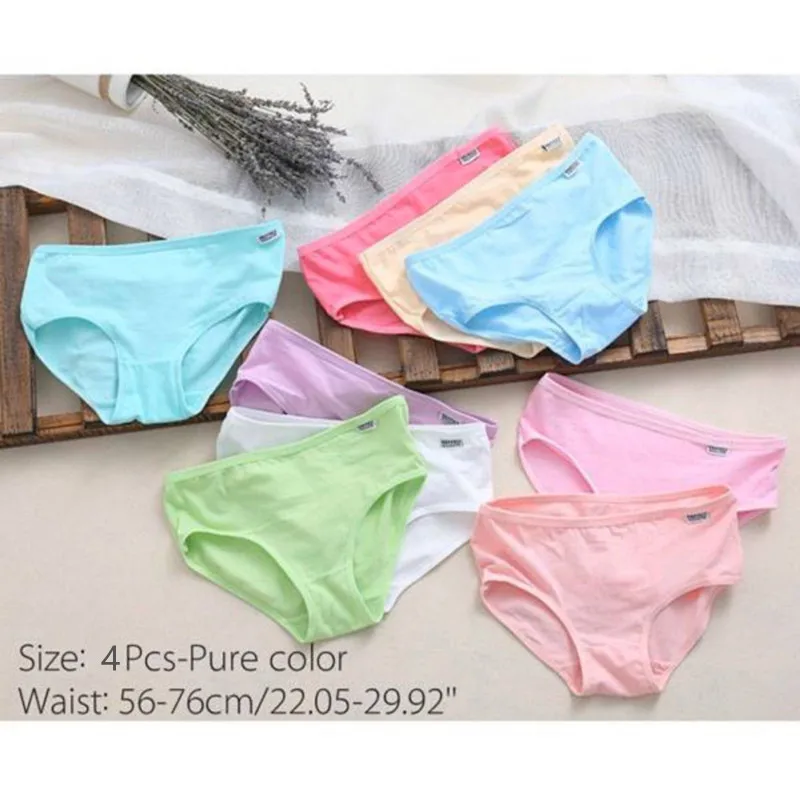 4Pcs/Lot Teenage Panties 10-14Years Old teen Underwear Children Cotton Kids Girls Solid Color Puberty Big Sport Colorful