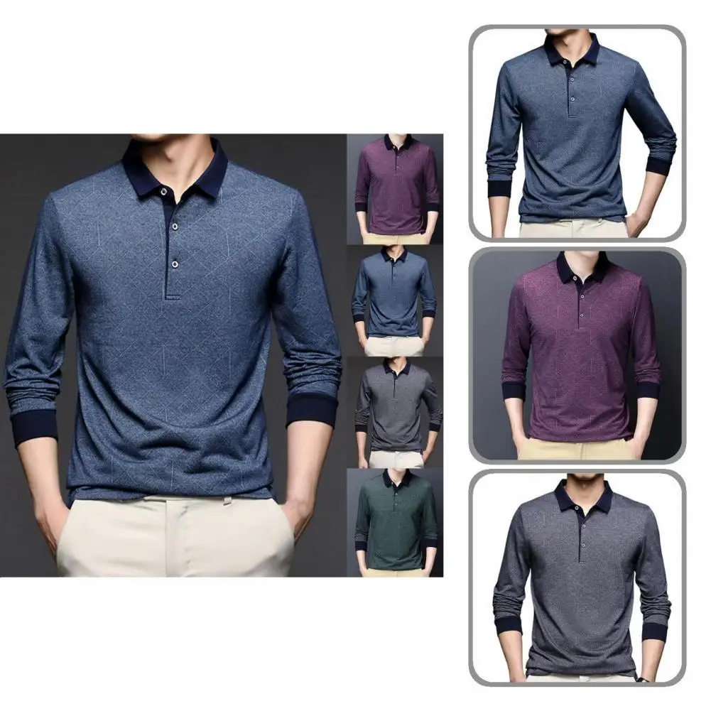

Portable Fashion Patchwork Polo Top Concise Men Top Grid for Dating