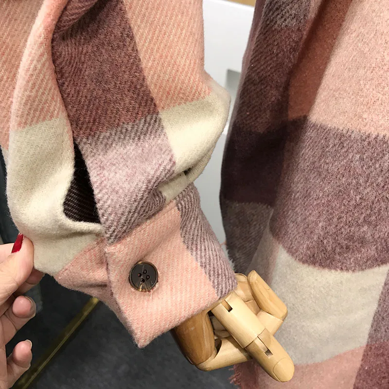 Новинка Осень зима 2020 ветровка для колледжа шерстяная рубашка в клетку с длинным