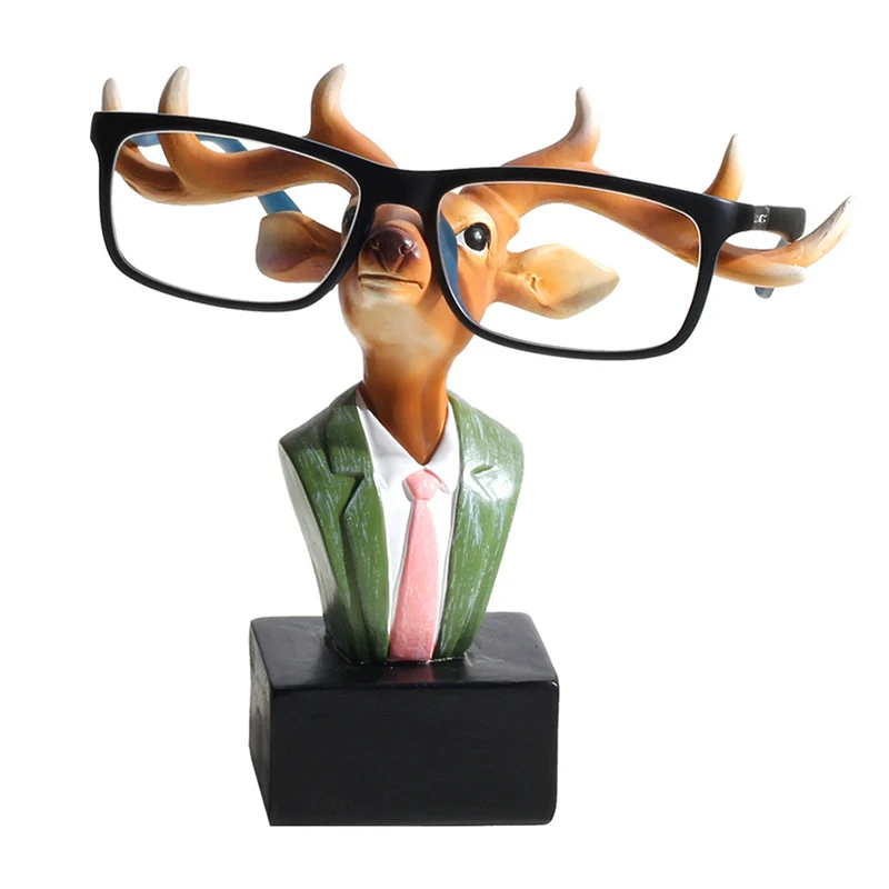 

Resin Animal Figurines For Home Decoration Modern Design Glasses Frame Gentleman Deer Ornament Christmas Gifts Kids Toys