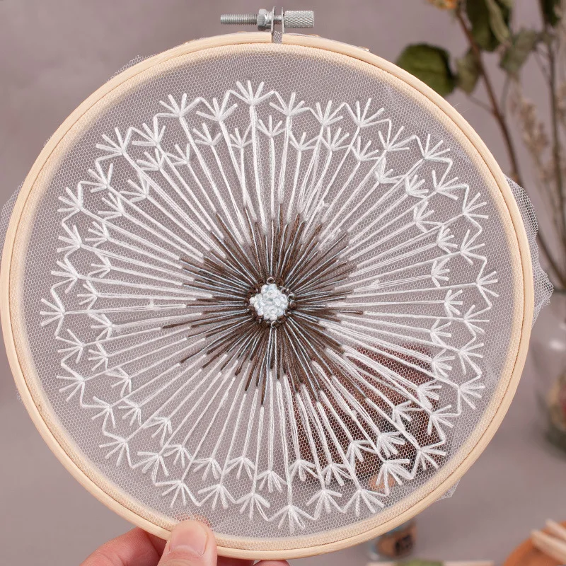 DIY Flowers Plants Pattern Embroidery Set Needlework Tools Printed Beginner Embroidery Round Cross Stitch Kit Sewing Craft Kit 3