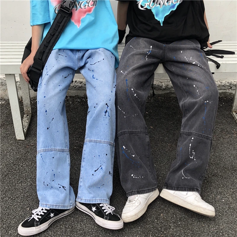 

Новинка 2021, модные джинсы, модные Универсальные Свободные повседневные Прямые брюки, повседневные мужские брюки