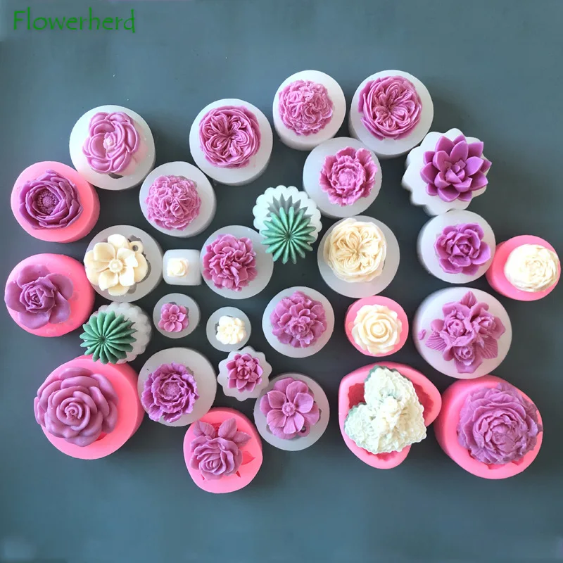 

DIY Scented Candle Silicone Mold Gypsum Diffused Stone 3d Peony Rose Flower Decoration Soap Mold Candle Making Supplies