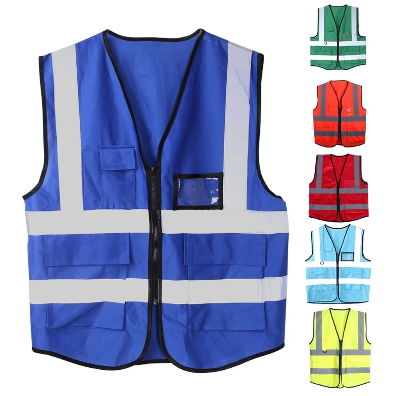 

Защитный жилет с молнией Hi-Vis, светоотражающая куртка, Защитный Жилет С 5 Карманами, Прямая поставка