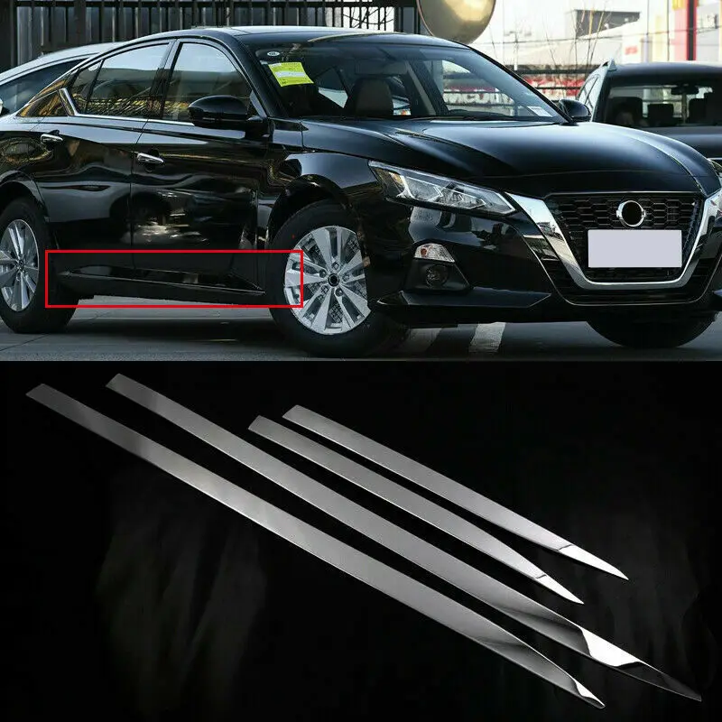 

For Nissan Altima 2019 2020 Steel Chrome Door Body Bottom Stripe Cover Trim 4pcs