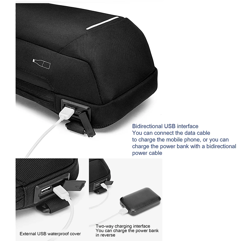 Multifunction USB Charging Chest Pack TSA Lock Anti-theft Shoulder Bag Men Business Waterproof Crossbody Bag Travel Sling Bags