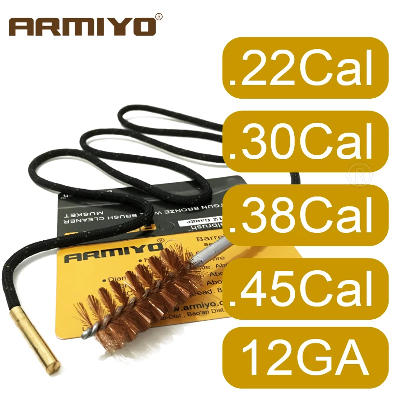 

Armiyo .22Cal .30Cal .38Cal 12GA Gun Barrel Clean Brush Shooting Bore Cleaning Kit Thread m4 8-32