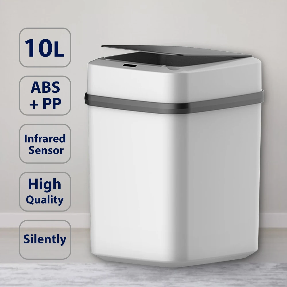 

10L Automatic Intelligent Sensor Smart Trash Can Dustbin Lid Motion Detector Kitchen Bedroom Energy-Saving No Noise Waste Bin