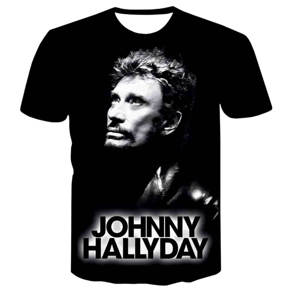 

2021 Hot Sale Hip Hop Style Johnny Hallyday 3D Print T-shirt Men Women Summer Fashion Casual T Shirt Streetwear Oversized Tops