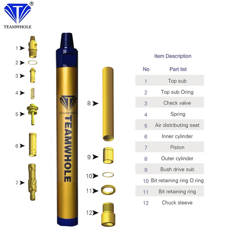 6inch DHD360 QL60 SD6 Atlas Drilling Down the hole hammer Dth hammer for mining and water well rock drilling