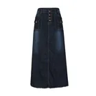 Летние женские юбки 2021, корейские модные длинные прямые джинсовые юбки макси со средней талией, пуговицами и карманами спереди, длинные женские юбки