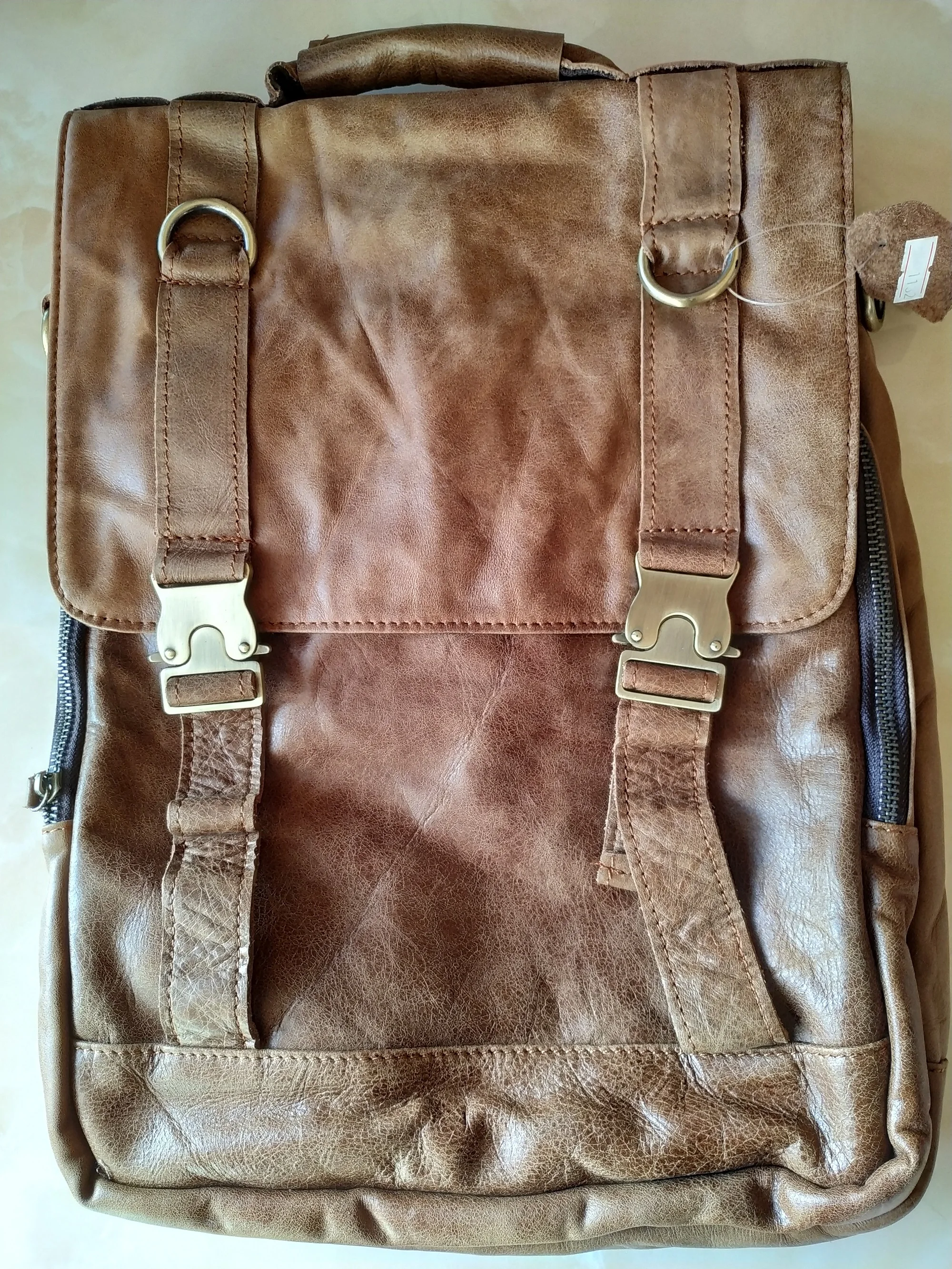 

free shipping men backpack real leather backpack size about 40*30cm