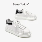 BeauTodayбелые женские кроссовки из натуральной коровьей кожи; Повседневная обувь с круглым носком на шнуровке; Женские кроссовки на платформе; Ручная работа; 29070