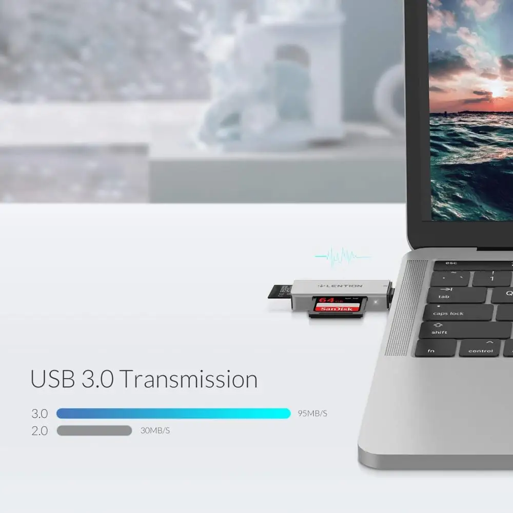 Устройство для чтения карт памяти USB C на SD/Micro SD адаптер двух Type 2016 2019 MacBook Pro (Порт