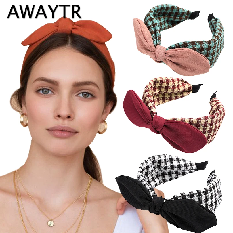

AWAYTR Rabbit Ear Bow Headband Hair Bands For Women Hair Accessories Girl Bowknot Elastic Hairbands Hair Hoop For Femme Headwear