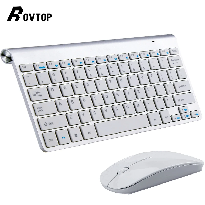 Rovtop 2 4G Беспроводная клавиатура и мышь Мини мультимедийная комбо набор для