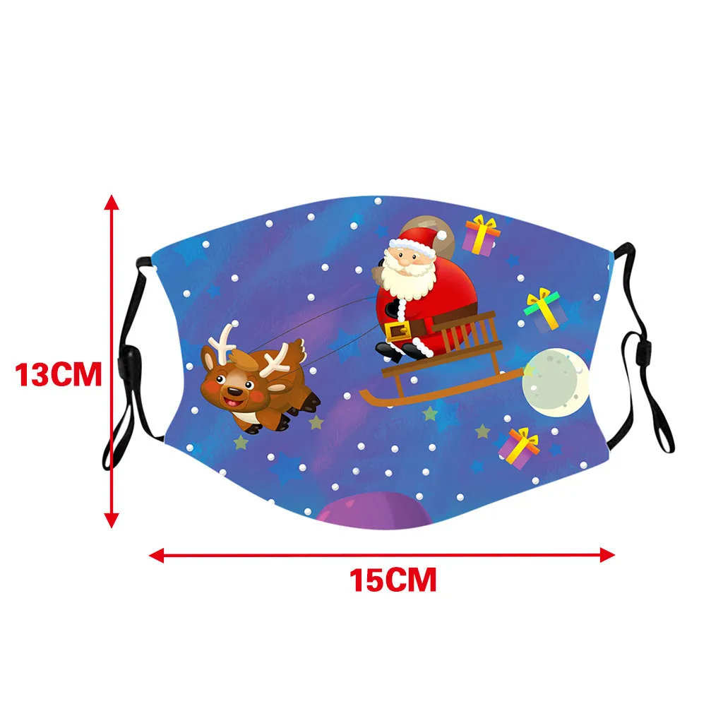 

Childrens Cute Christmas Print Cotton Mascarillas Mask Anti-Pollution Adjustable Washable Face Mask masque de protection