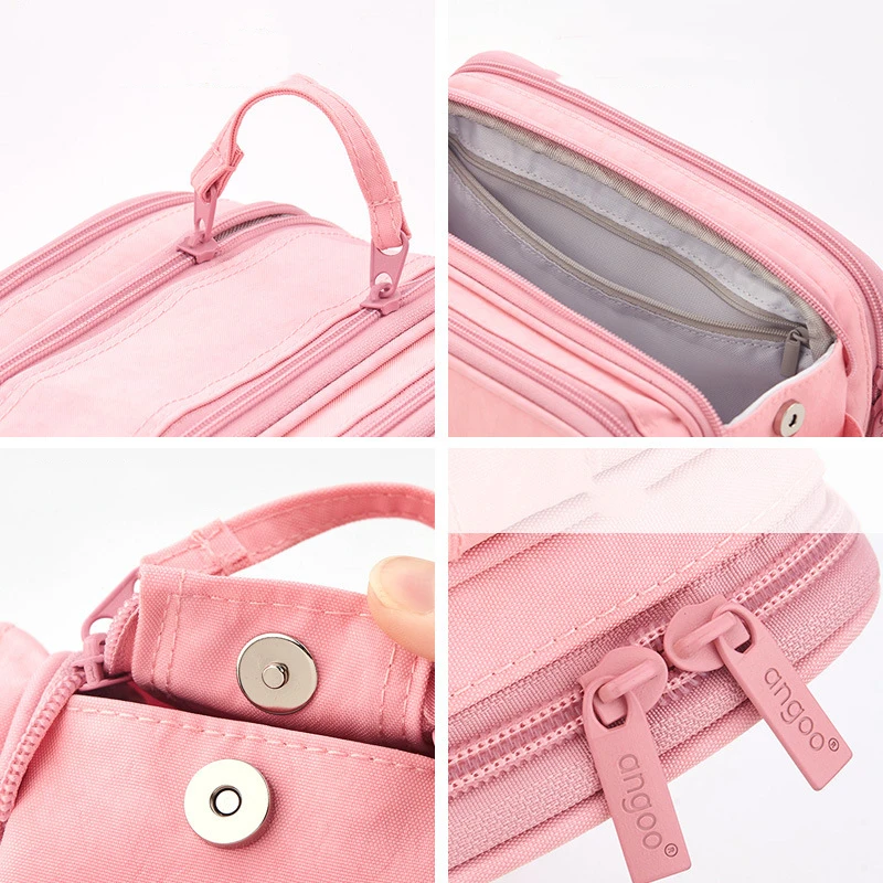 

4 Colors Big Capacity Pen Case Pencil Bag Multi Zone Handle Storage Pouch Organizer for Stationery School E6434