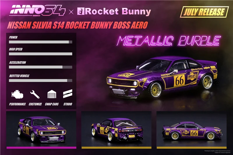 INNO 1:64 NISSAN SIVIA S14 ROCKET BUNNY Pandem литая модель автомобиля | Игрушки и хобби