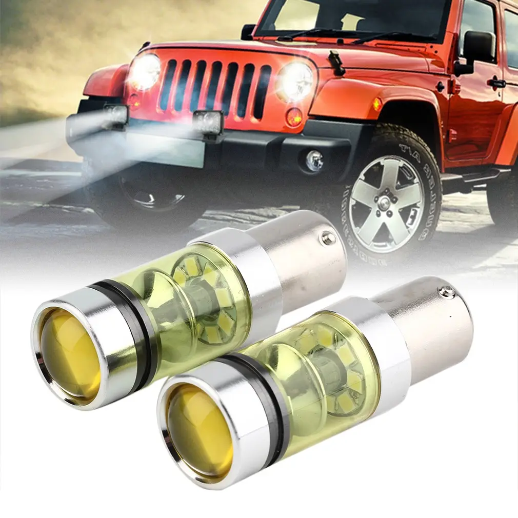 

Durable 2 Pcs 100w 1156 20 SMD High Power Super Bright 4300K Golden Light Cars Fog Light Running Light