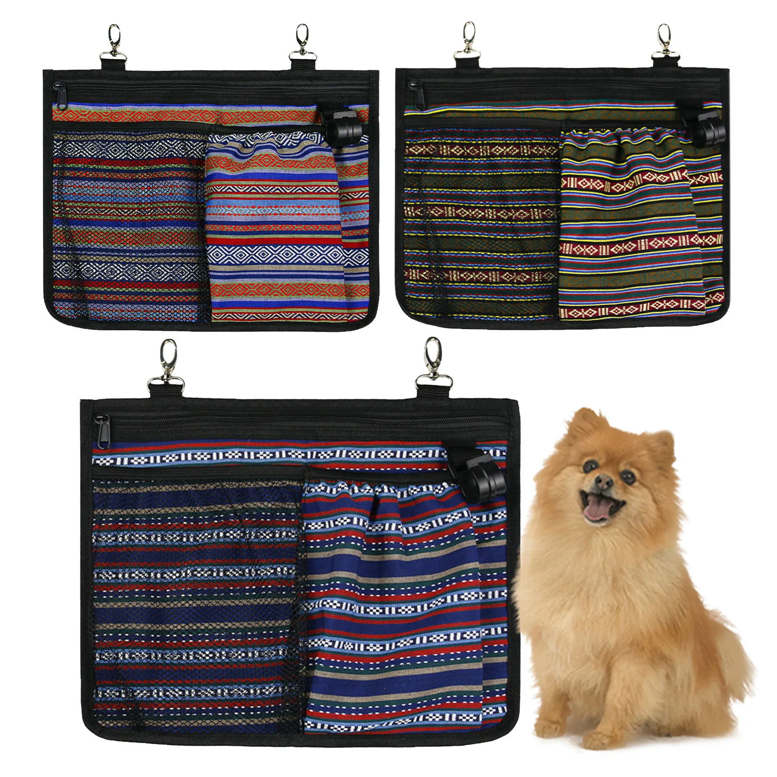 

1pcs Dog Hanging Bag Cleaning Storage Canvas With Two Hooks Durable Dog Food Pet Toy Storage Bag Pet Supplies 35x28cm Beneficial