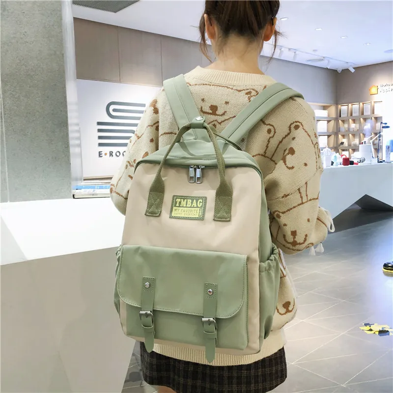 Новый Повседневный холщовый Модный женский рюкзак однотонные школьные ранцы для