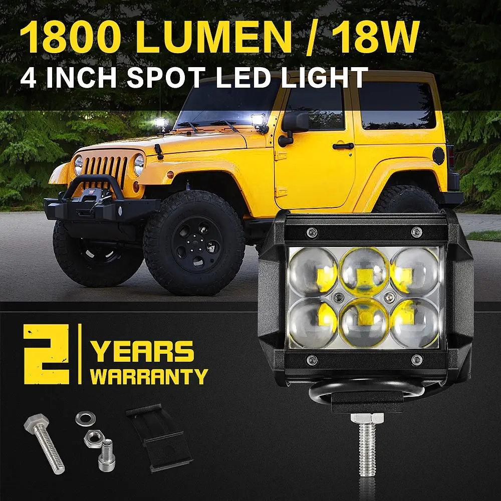 

NOVSIGHT 4 inch LED Bar LED Work light for Driving Offroad Boat Car Tractor Truck 1800LM/18W 12V 24V Spot Beam Work Light