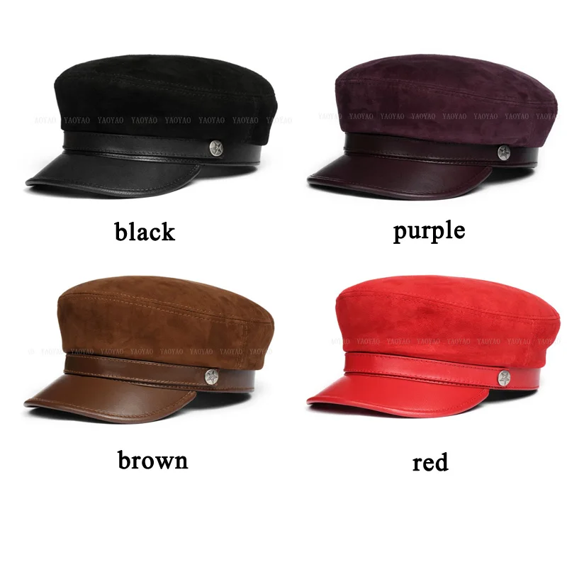 Корейские модные замшевые шапки унисекс из натуральной кожи для мужчин и женщин