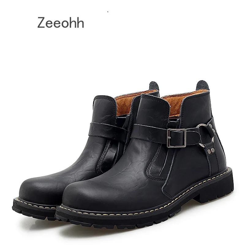 Мужские осенние рабочие ботинки на платформе размера плюс Оксфорды Челси Сезон