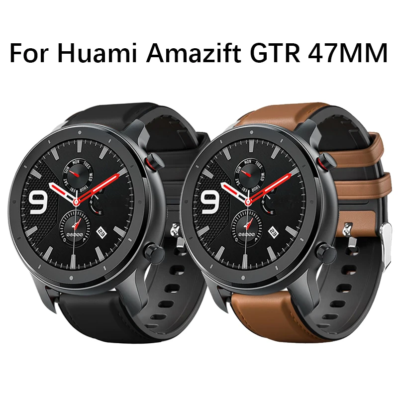 Ремешок для смарт часов Amazfit GTR кожаный браслет Xiaomi Huami Gtr Pace/1 Stratos/2 силиконовый