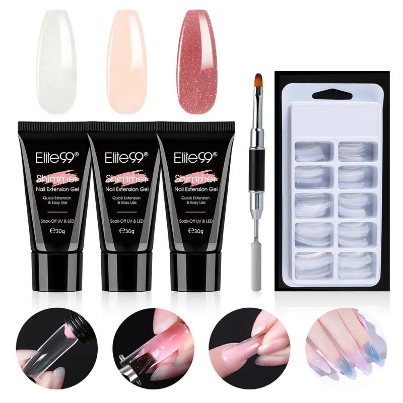 Elite99 5pcs/set Nail Gel Set 30ml Shimmer Polish Quick Building For Nails Extension Manicure Art Kit | Красота и здоровье