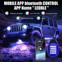 waterproof rgb led rock light underglow neon led light kit bluetooth app remote control chassis decorative music lamps for jeep