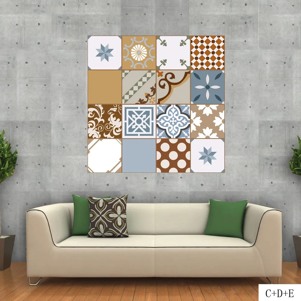 

Baroque Style Tile Sticker Retro Pattern Wall Stickers Home Living Room Bedroom Kitchen Decoration Stickers