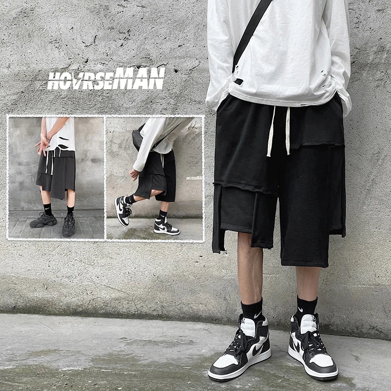 

Summer Hiphop punk irregular short pants 3xl 4xl plus size Black Grey color