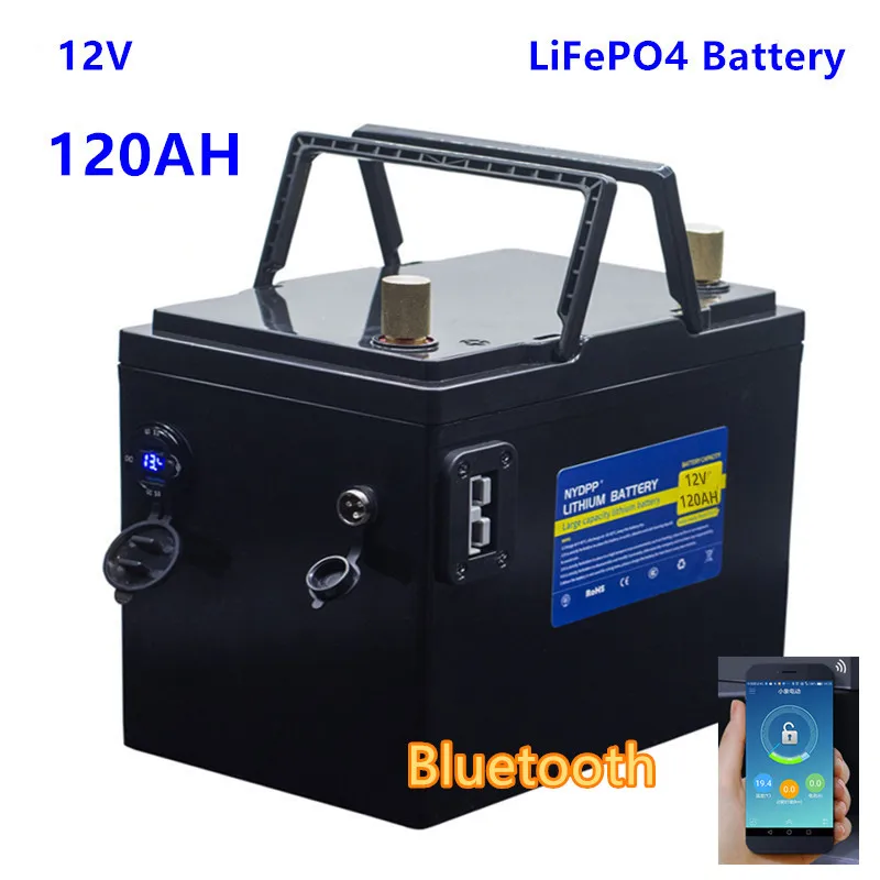 Литиевая батарея Lifepo4 12 в 120 А · ч с Bluetooth В литиевая lifepo4 зарядным устройством 10 для
