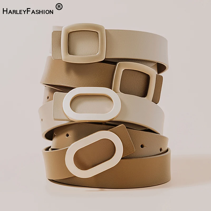 HarleyFashion Classic Design All-match Solid Color Women Casual New Fashion PU Leather Belt for Jeans for Dress