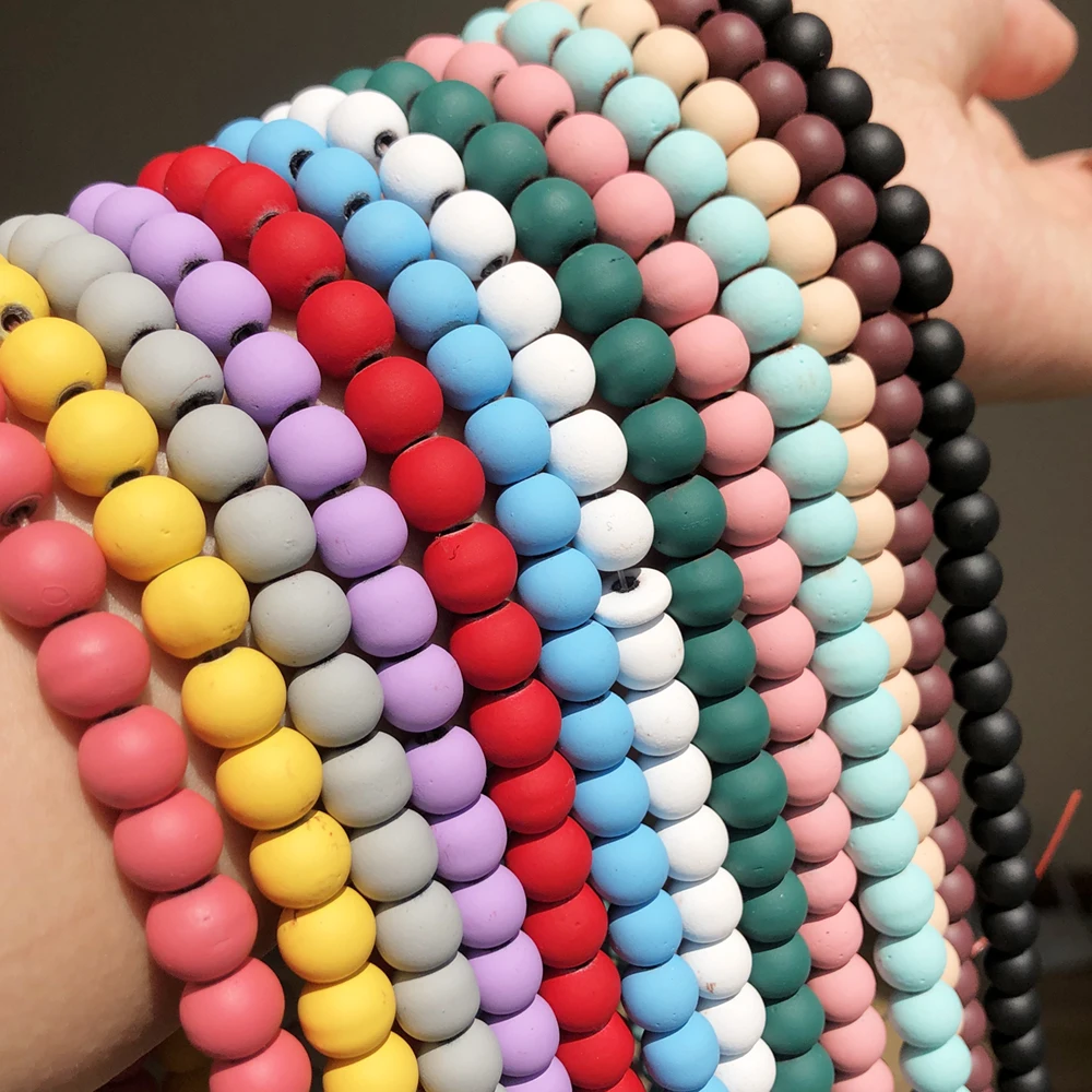 Круглые резиновые бусины россыпью натуральный матовый темно-зеленый синий