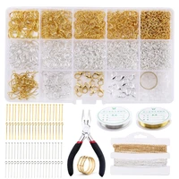 jewelry making supplies kit with jewelry tools earring hooks necklace chains eye pins lobster clasps for earring necklace making