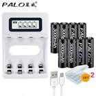 Аккумуляторы PALO, 3000 мА ч, 1,2 в, AA, 8 шт., USB, ЖК-дисплей, умное зарядное устройство для никель-металлогидридных аккумуляторов AA  AAA