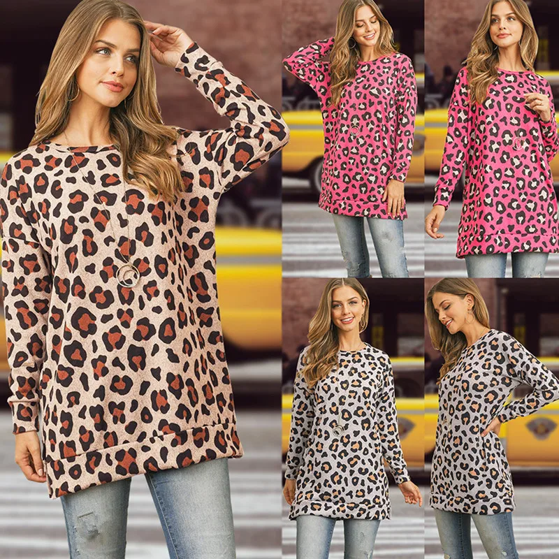 

Топ женский осенне-зимний свободного покроя с круглым вырезом и длинным рукавом