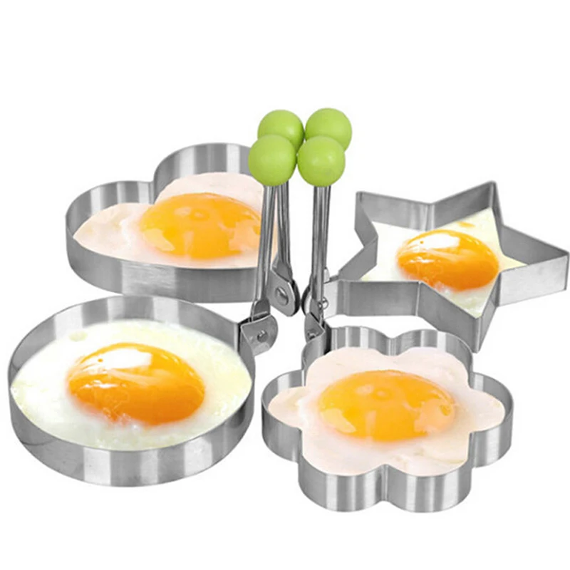 5 Styles Stainless Steel Fryed Eggs Mould Pouched Eggs Frying Molds Omelette Shaper Egg Pancake Cooking Tools Kitchen Supplies